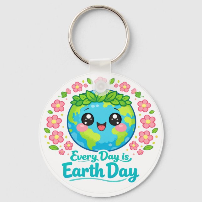 Cute Earth Day Keychain Nyckelring (Framsida)