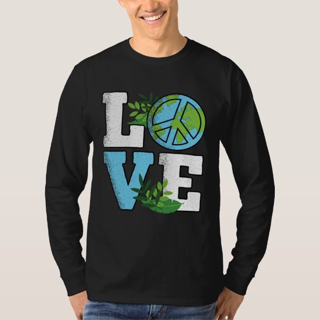 Cute Earth Day Love Planet Nature T Shirt (Framsida)