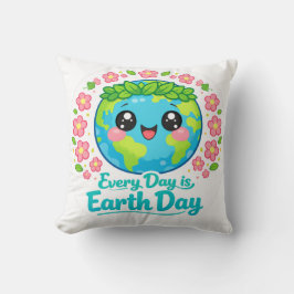 Cute Earth Day Throw Pillow Kudde