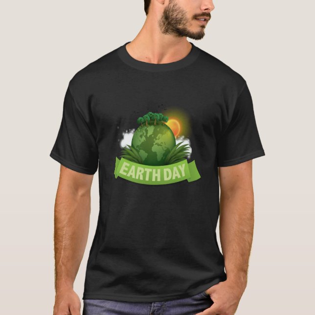 Cute Earth Day Tree Sky With Sun T Shirt (Framsida)