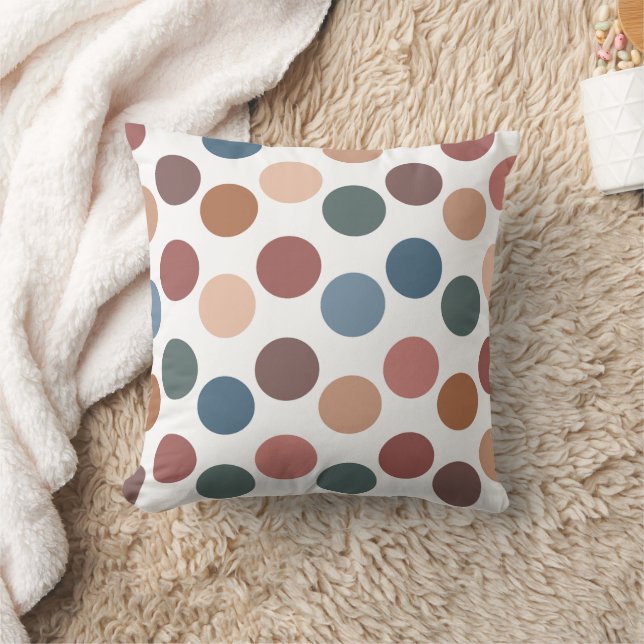 Cute Earth Tones Polka Dots Kudde (Filt)