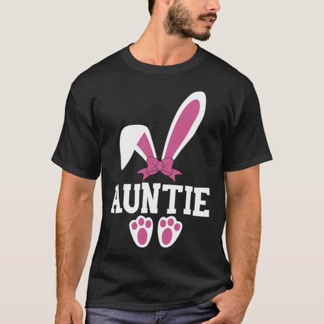 cute Easter aunt auntie bunny rabbit  egg family T Shirt (Framsida)