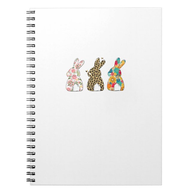 Cute Easter Bunnies Leopard Bunny and Flower Bunni Anteckningsbok (Framsidan)
