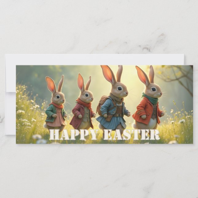 Cute Easter Bunnies Walking in Spring Meadow (Framsida)