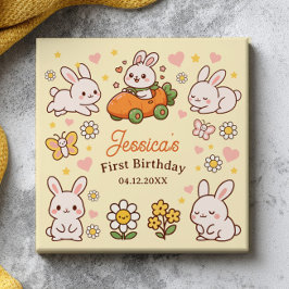 Cute Easter Bunnies Whimsical 1st Birthday Kakelplatta