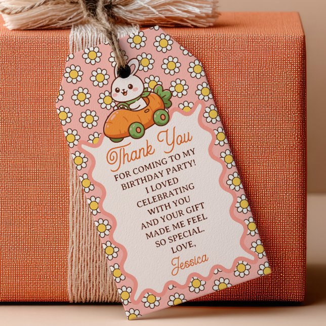 Cute Easter Bunny 1st Birthday Party Thank You  Presentetikett (Skapare uppladdad)