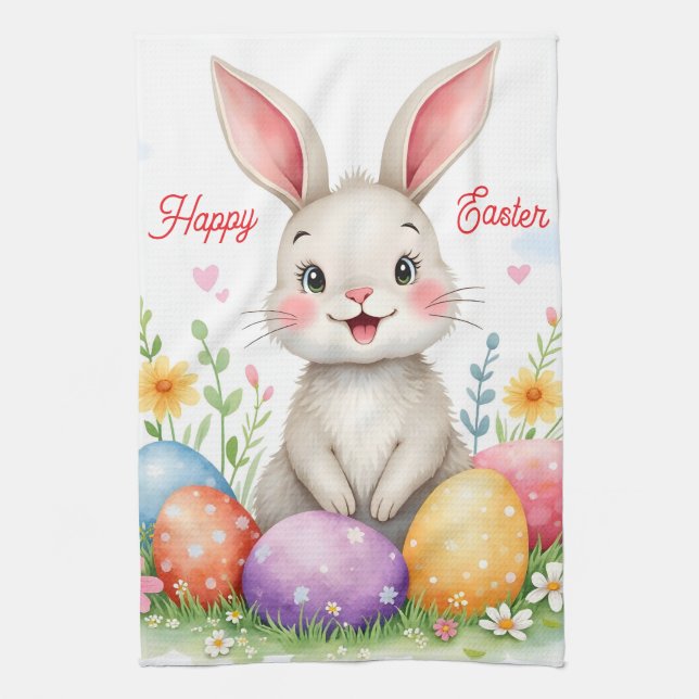 Cute Easter Bunny And Eggs Modern Collection Kökshandduk (Vertikal)