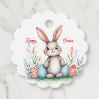 Cute Easter Bunny And Eggs Popular Collection Gåvor Etiketter