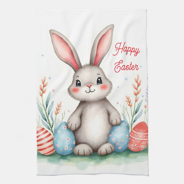 Cute Easter Bunny And Eggs Popular Collection Kökshandduk (Vertikal)