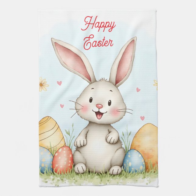 Cute Easter Bunny And Eggs Trendy Collection Kökshandduk (Vertikal)