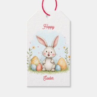 Cute Easter Bunny And Eggs Trendy Collection Presentetikett