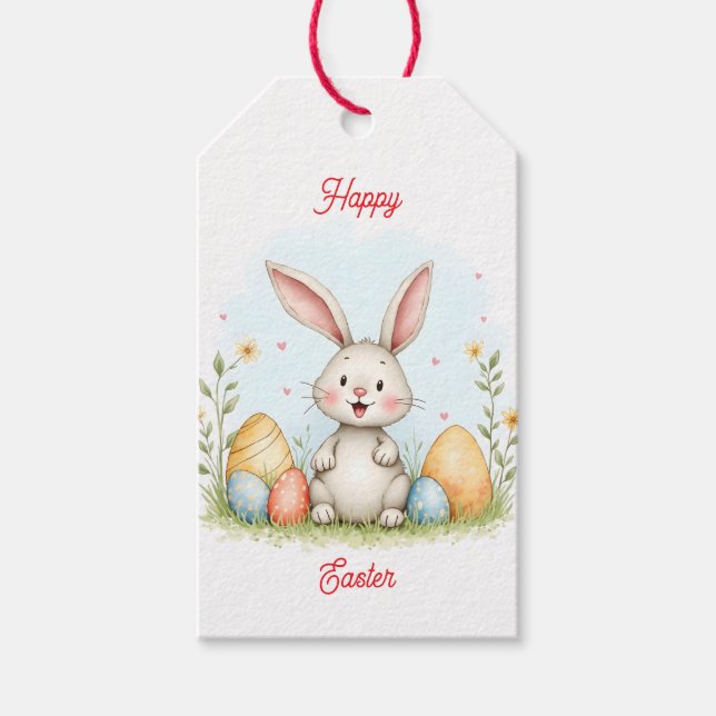 Cute Easter Bunny And Eggs Trendy Collection Presentetikett (Framsidan)