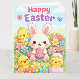 Cute Easter Bunny & Chicks | Happy Easter Kort