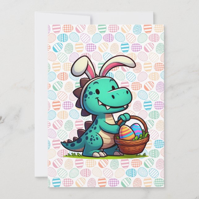Cute, Easter bunny dinosaur Julkort (Framsida)