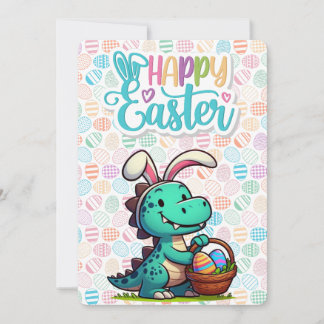Cute, Easter bunny dinosaur Julkort