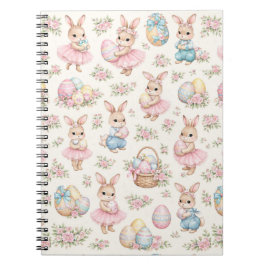 Cute Easter Bunny Floral Pattern - Pastel Spring Anteckningsbok