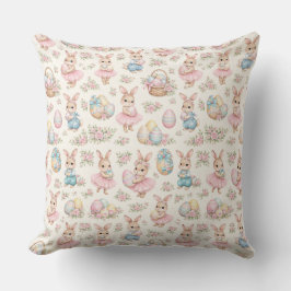 Cute Easter Bunny Floral Pattern - Pastel Spring  Kudde