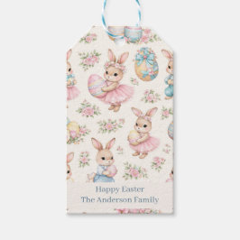 Cute Easter Bunny Floral Pattern - Pastel Spring  Presentetikett