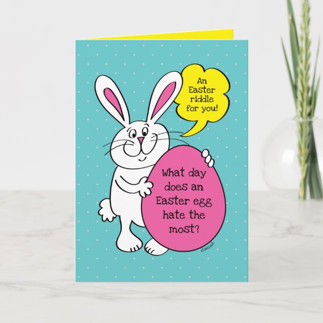 Cute Easter Bunny Funny Riddle For Kids Kort (Framsida)