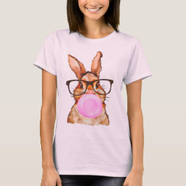Cute Easter Bunny Graphic Print Pale Pink T Shirt