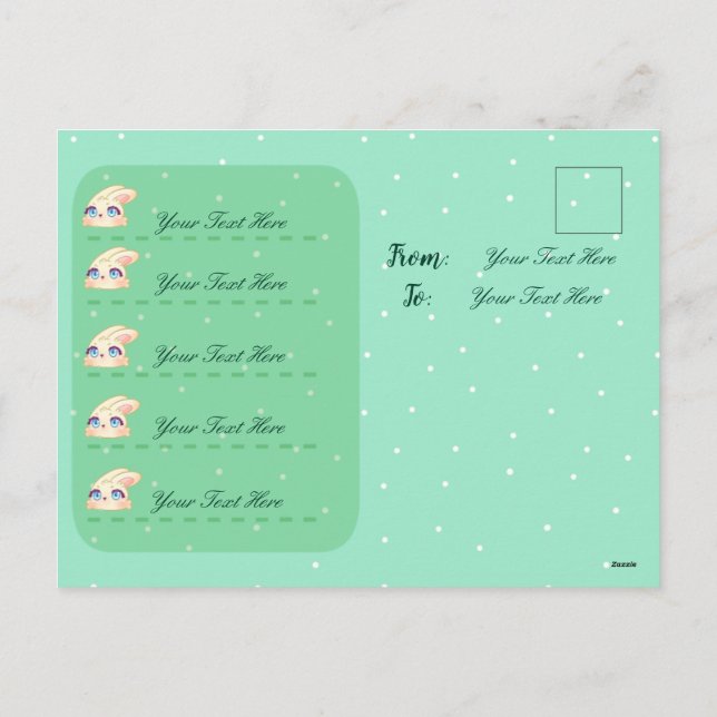 Cute Easter Bunny Hugging Egg Helg Vykort (Baksida)