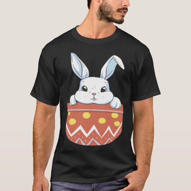 Cute Easter Bunny in a Pocket Bunny  Kids Boys Gir T Shirt (Framsida)