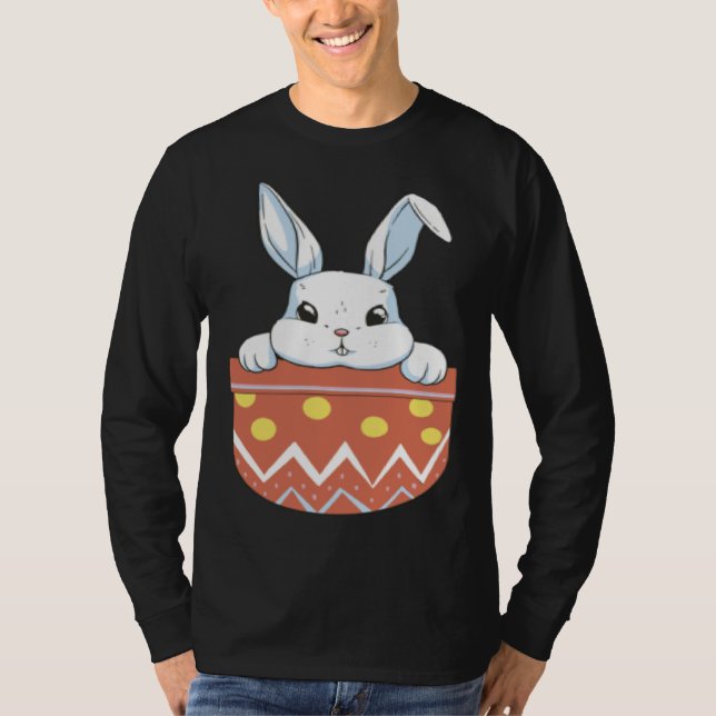 Cute Easter Bunny in a Pocket Bunny  Kids Boys Gir T Shirt (Framsida)