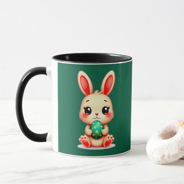 Cute Easter Bunny – Kawaii Rabbit with Egg caneca Mugg (Med munk)