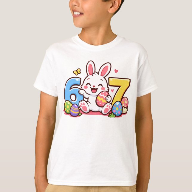 Cute Easter Bunny Kid 67 Meme T Shirt (Framsida)