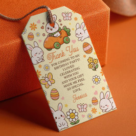 Cute Easter Bunny Kids' Birthday Party Thank You  Presentetikett