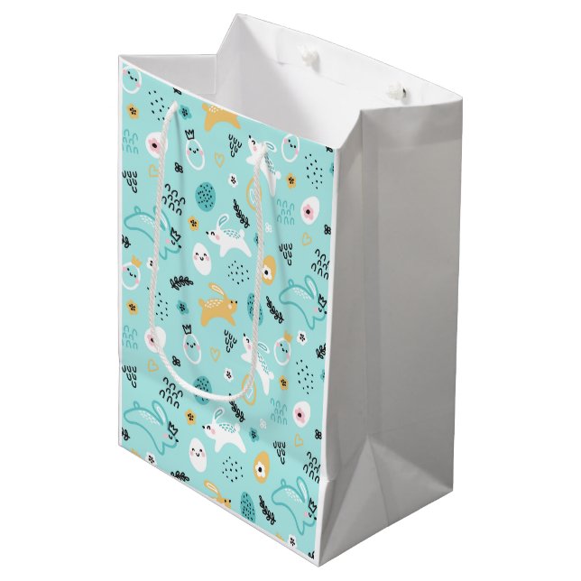 Cute Easter Bunny Pattern Kawaii Rabbits Eggs  (Framsidan Vinklad)