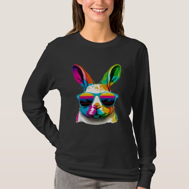 Cute Easter Bunny Rabbit wearing Sunglasses T Shirt (Framsida)