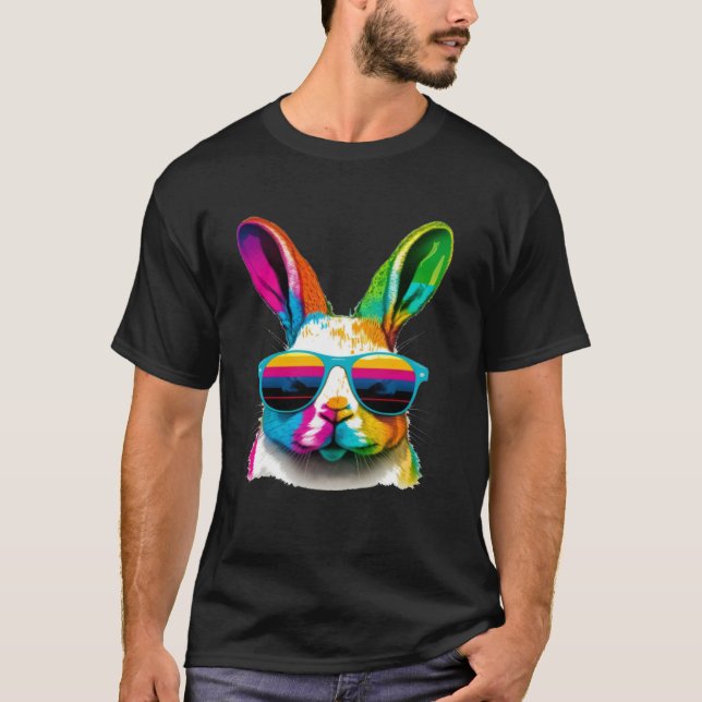 Cute Easter Bunny Rabbit wearing Sunglasses T Shirt (Framsida)