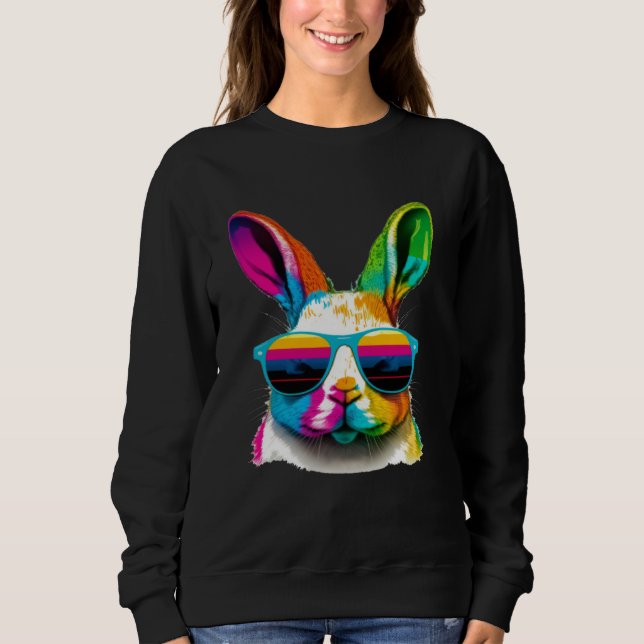 Cute Easter Bunny Rabbit wearing Sunglasses T Shirt (Framsida)