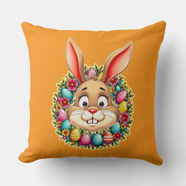 Cute Easter Bunny – Spring Flowers almofada Kudde (Framsida)