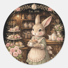 Cute Easter Bunny Tea shop- Cottagecore Rabbit  Runt Klistermärke