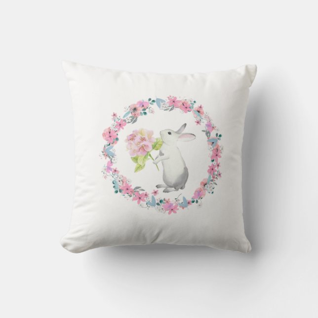 Cute Easter Bunny Throw Pillow Kudde (Framsida)