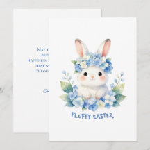 Cute Easter Bunny Watercolor with Hydrangea