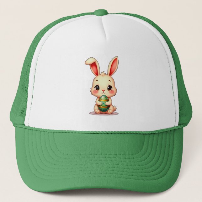 Cute Easter Bunny with Chocolate Egg boné Keps (Framsida)