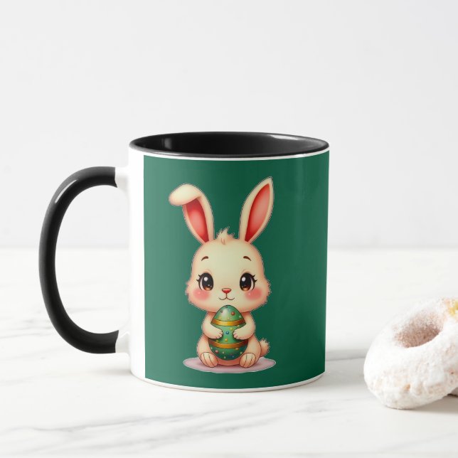 Cute Easter Bunny with Chocolate Egg caneca Mugg (Med munk)