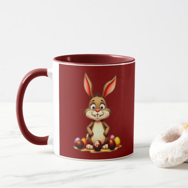 Cute Easter Bunny with Chocolate Eggs - caneca Mugg (Med munk)