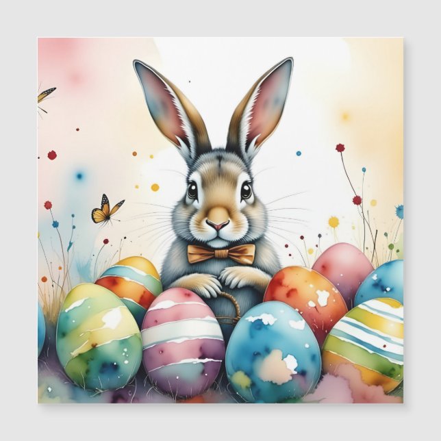 Cute Easter Bunny with Colorful Painted Eggs (Framsida)