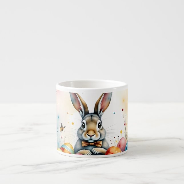 Cute Easter Bunny with Colorful Painted Eggs Espressomugg (Framsidan)