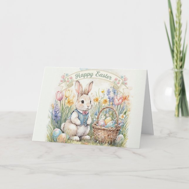 Cute Easter Bunny with Eggs Children's Holiday Helgkort (Framsida)