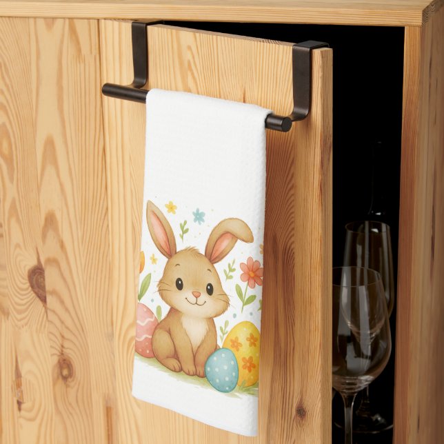Cute Easter Bunny with Eggs Kitchen Towel Kökshandduk (Thirds Fold)