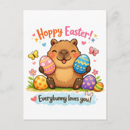 Cute Easter Capybara Eggs  Vykort