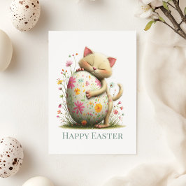 Cute Easter Cat Flat Greeting Card Julkort
