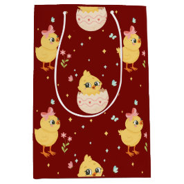 Cute Easter Chick with Pink Bow Seamless Pattern 
