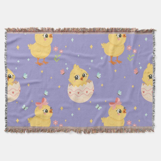 Cute Easter Chick with Pink Bow Seamless Pattern  Filt (Framsidan)