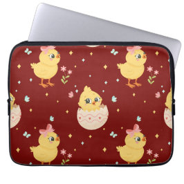 Cute Easter Chick with Pink Bow Seamless Pattern  Laptop Fodral